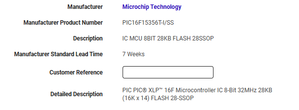 PIC16F15356T-I/SS